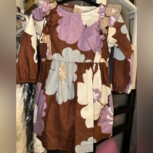 Floral Kids Dress in Purple and Brown